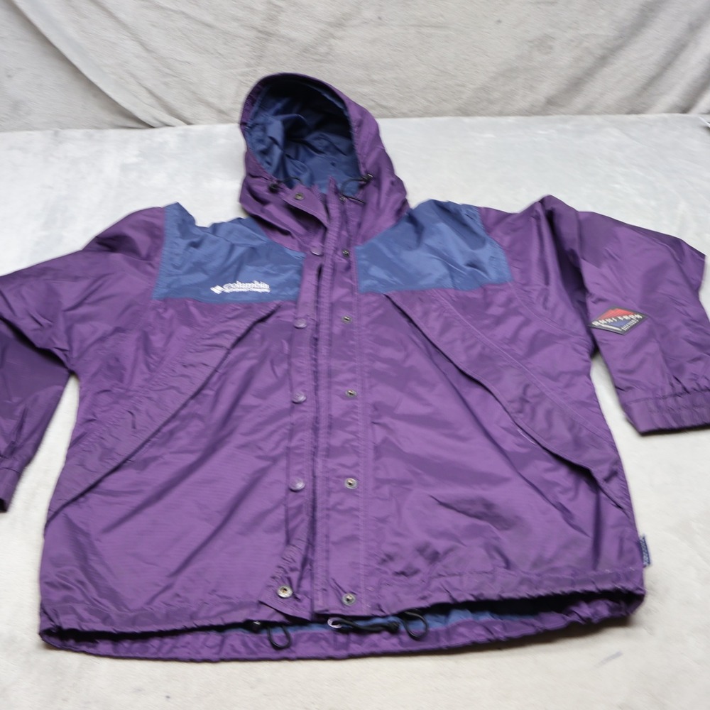 Columbia Jacket Womens Medium Purple Waterproof Ripstop Wind Rain 3in1 Shell VTG
